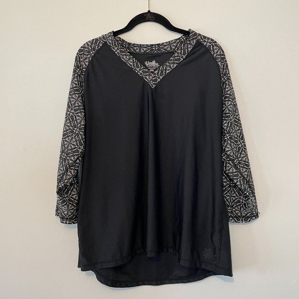UV Skinz UPF 50+ Sunwear Bathing Shirt Top - 2XL Black White 3/4 Sleeve NWT
